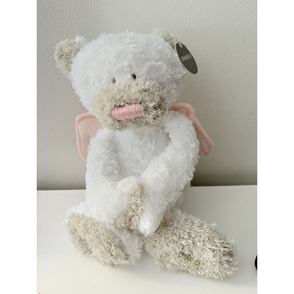 Demdaco Angel Bear Plush Rattle White 2022 Hope & Faith Will Be Your Wings 16”